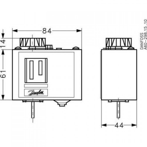 DANFOSS 060L110066 — Реле температуры (термостат) KP 61, IP 30/44, диапазон регулирования -30...15 °C, длина трубки 2 м 