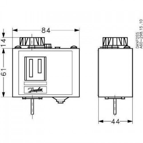 DANFOSS 060L110666 — Реле температуры (термостат) KP 62, IP 30/44, диапазон регулирования -30...15 °C 