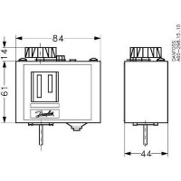 DANFOSS 060L112166 — Реле температуры (термостат) KP, IP 30/44, диапазон регулирования 20...60 °C, длина трубки 2 м 060L112166