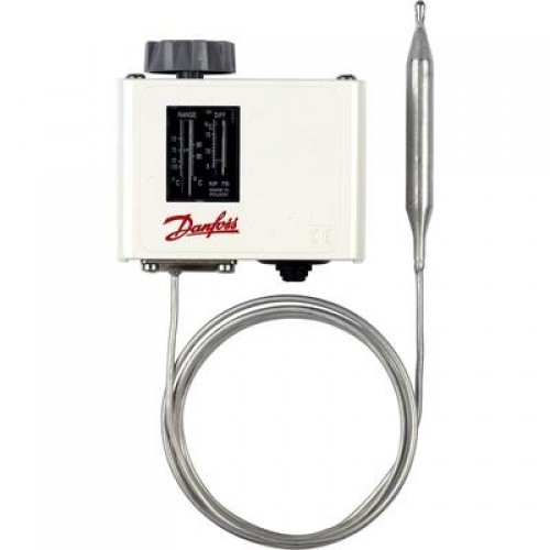 DANFOSS 060L112666 — Реле температуры (термостат) KP, IP 30/44, диапазон регулирования 50...100 °C, длина трубки 2 м 