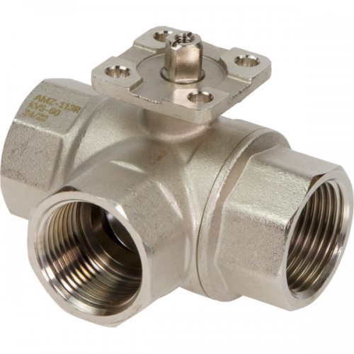 РИДАН 082G5420R — Кран шаровой двухпозиционный AMZ-113R PN40, DN25, Kvs 60, Tmax 110 °C, Rp1, корпус CW617N, трехходовой 