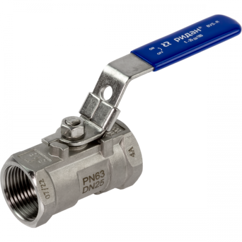 РИДАН BVS-R 082X4605R — Шаровый кран резьбовой DN32 PN63, с рукояткой, корпус — коррозионностойкая сталь, шар — коррозионностойкая сталь AISI316; уплотнение по шару R-PTFE (15% C) 