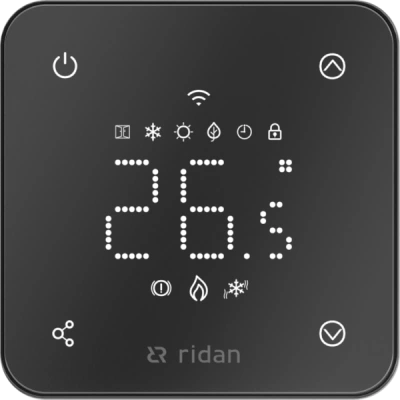 РИДАН 088L1144R — Электронный комнатный термостат RSmart-FB с Wi-Fi подключением 230V, черный 088L1144R