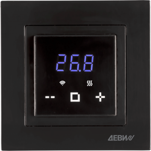 ДЕВИ 140F1069R — Терморегулятор ДЕВИ Classy c Wi-Fi черный, IP 21, размеры 84 x 84 x 50 мм, диапазон регулирования температуры 5...40 °С 