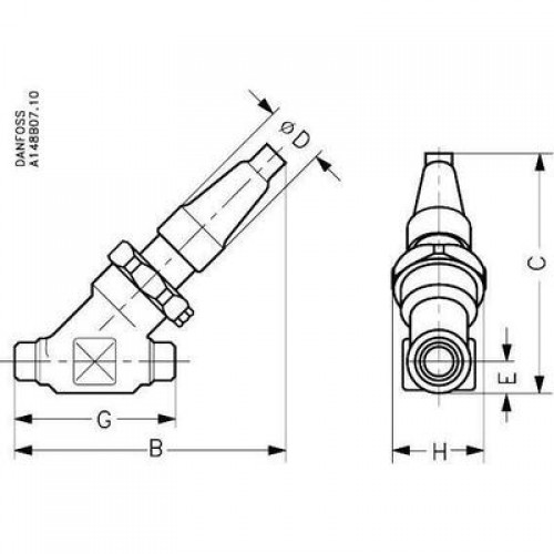 DANFOSS 148B5011 — Запорный клапан SVA-S 6 D STR CAP 
