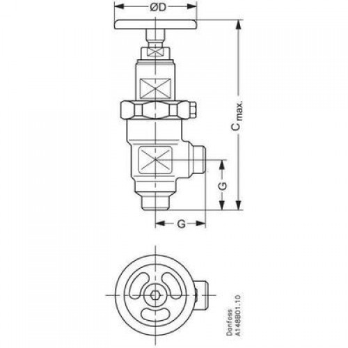 DANFOSS 148B5120 — Запорный клапан SVA-S 10 A ANG H-WHEEL 