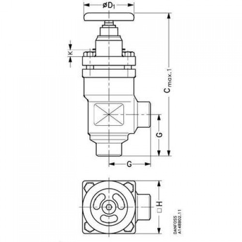 DANFOSS 148B5220 — Запорный клапан SVA-S 15 A ANG H-WHEEL 