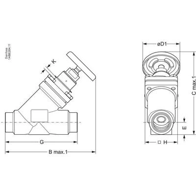 DANFOSS 148B5530 — Запорный клапан SVA-S 32 A STR H-WHEEL 148B5530 DANFOSS 148B5530 — Запорный клапан SVA-S 32 A STR H-WHEEL 148B5530