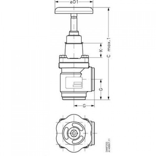 DANFOSS 148B5700 — Запорный клапан SVA-S 50 D ANG H-WHEEL 