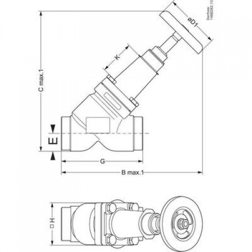 DANFOSS 148B5810 — Запорный клапан SVA-S 65 D STR H-WHEEL 