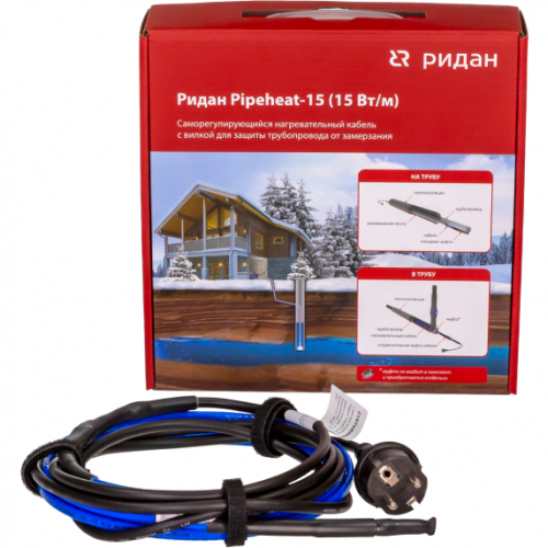 РИДАН 21RT0800R — Pipeheat-15 саморегулирующийся нагревательный кабель 2 м, 30 Вт, с вилкой 